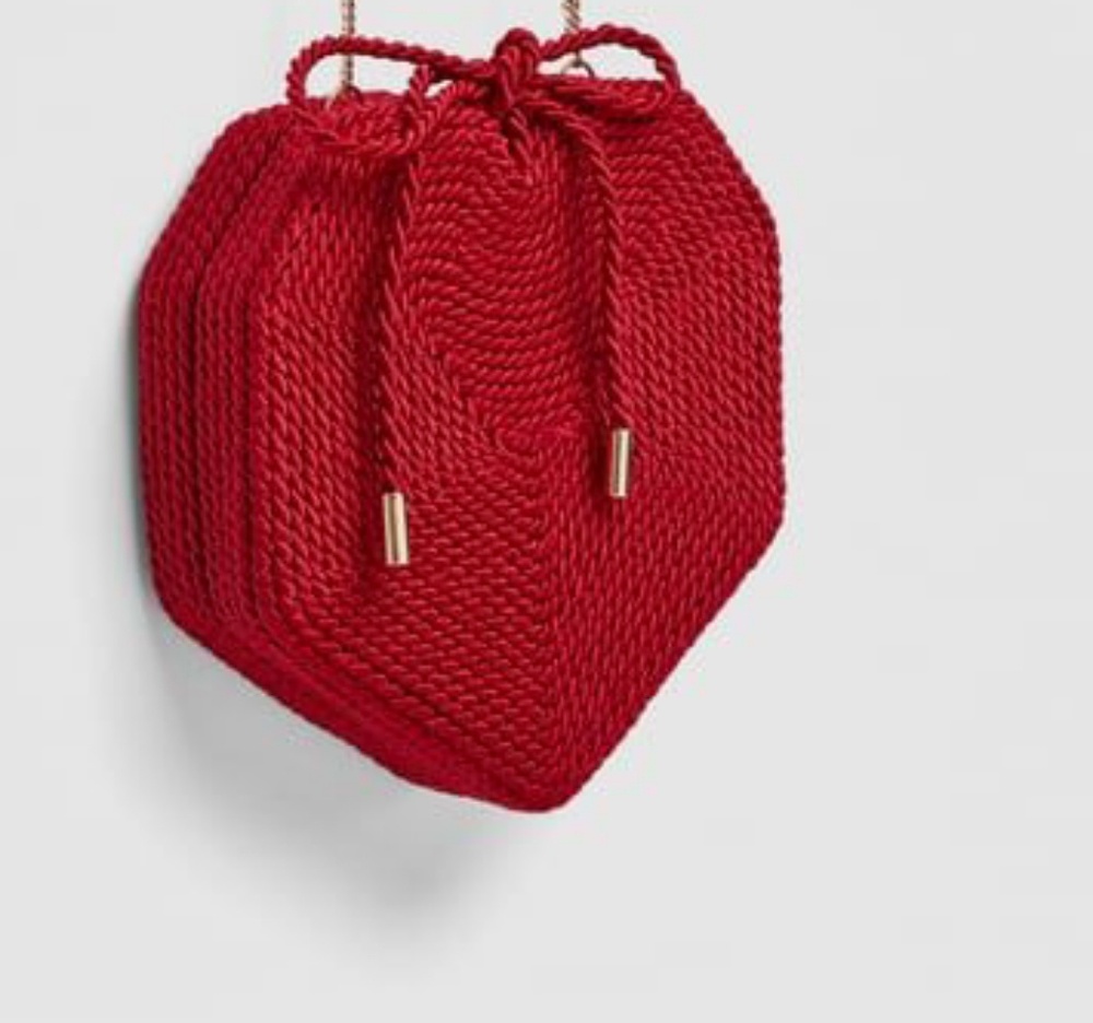 Zara Red Braided Heart Shaped Crossbody Bag